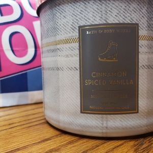 Bath & Body Works Cinnamon Spiced Vanilla 3-Wick Candle w/ Special Lid